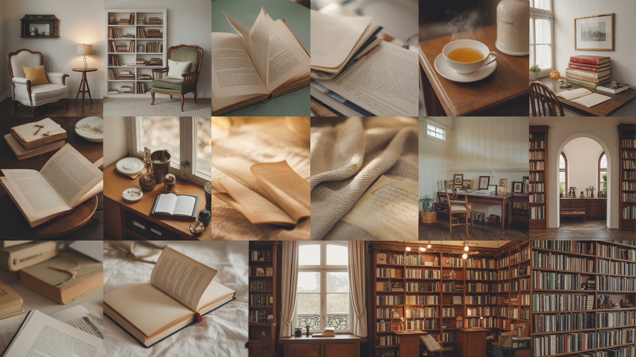 Your Bookish Aesthetics Bookish aesthetic collage combining multiple cozy reading styles for inspiration.